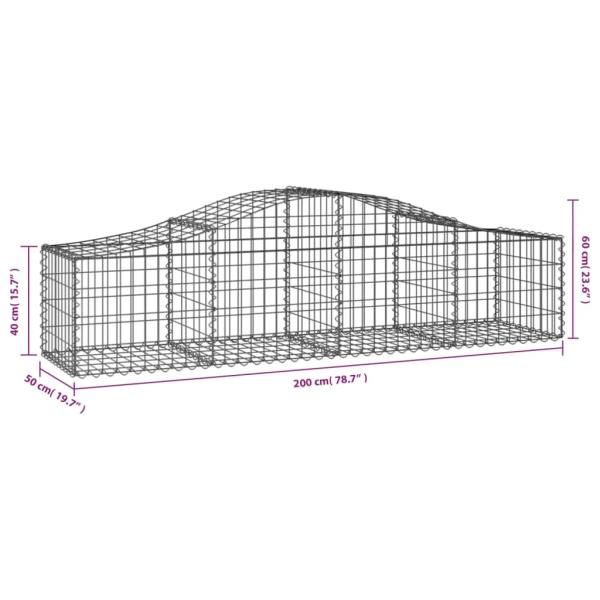 Gabionen mit Hochbogen 10 Stk. 200x50x40/60 cm Verzinktes Eisen