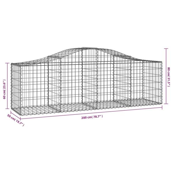 Gabionen mit Hochbogen 5 Stk. 200x50x60/80 cm Verzinktes Eisen