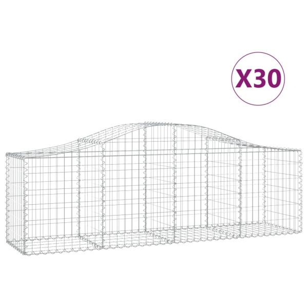 Gabionen mit Hochbogen 30 Stk. 200x50x60/80 cm Verzinktes Eisen