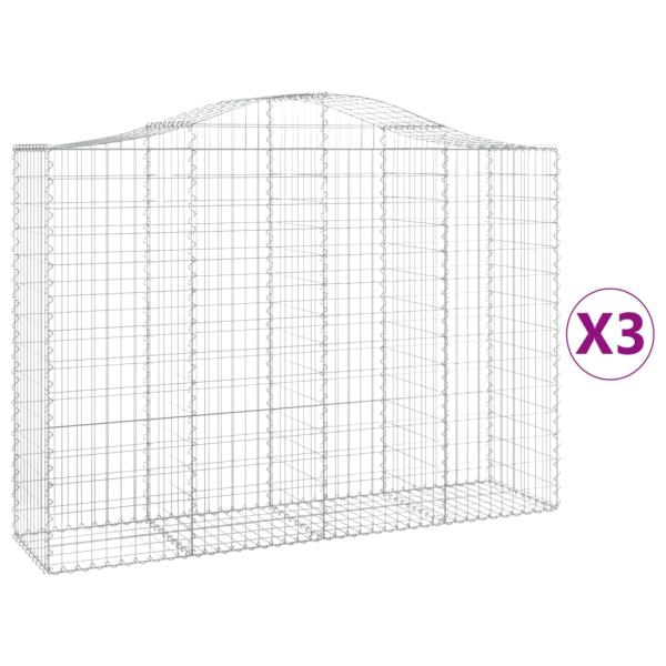 Gabionen mit Hochbogen 3 Stk. 200x50x140/160cm Verzinktes Eisen