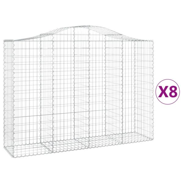 Gabionen mit Hochbogen 8 Stk. 200x50x140/160cm Verzinktes Eisen