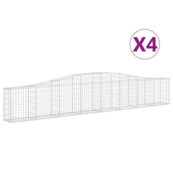 Gabionen mit Hochbogen 4 Stk. 400x30x60/80 cm Verzinktes Eisen