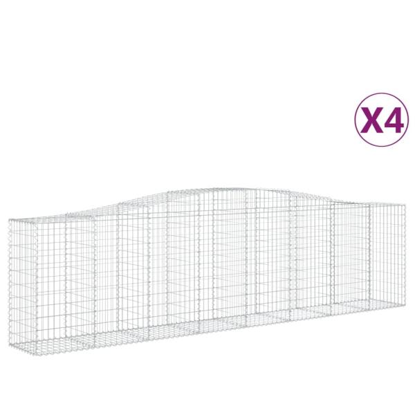 Gabionen mit Hochbogen 4 Stk. 400x50x100/120cm Verzinktes Eisen