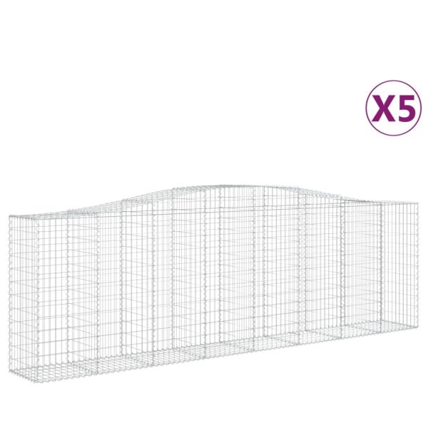 Gabionen mit Hochbogen 5 Stk. 400x50x120/140cm Verzinktes Eisen