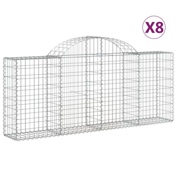 Gabionen mit Hochbogen 8 Stk. 200x30x80/100 cm Verzinktes Eisen