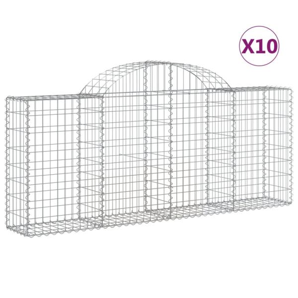 Gabionen mit Hochbogen 10 Stk. 200x30x80/100cm Verzinktes Eisen