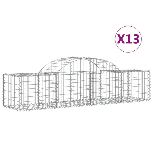 Gabionen mit Hochbogen 13 Stk. 200x50x40/60 cm Verzinktes Eisen