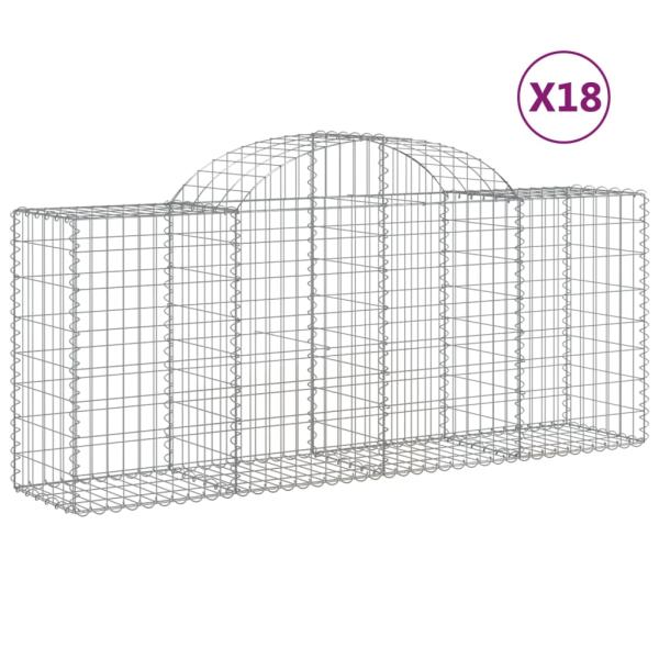 Gabionen mit Hochbogen 18 Stk. 200x50x80/100cm Verzinktes Eisen