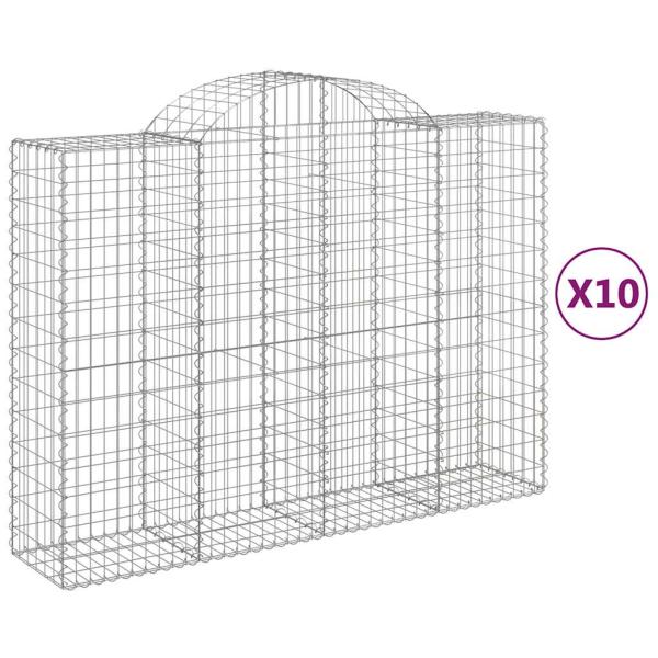 Gabionen mit Hochbogen 10Stk. 200x50x140/160cm Verzinktes Eisen