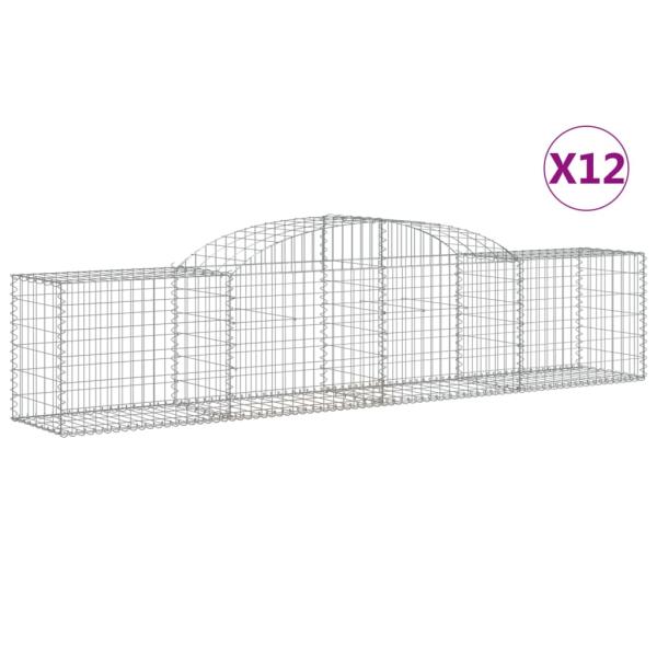 Gabionen mit Hochbogen 12 Stk. 300x50x60/80 cm Verzinktes Eisen