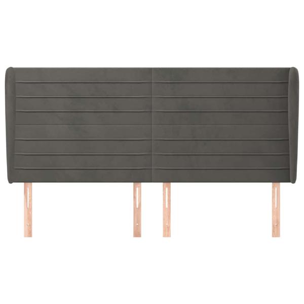 Kopfteil mit Ohren Dunkelgrau 183x23x118/128 cm Samt