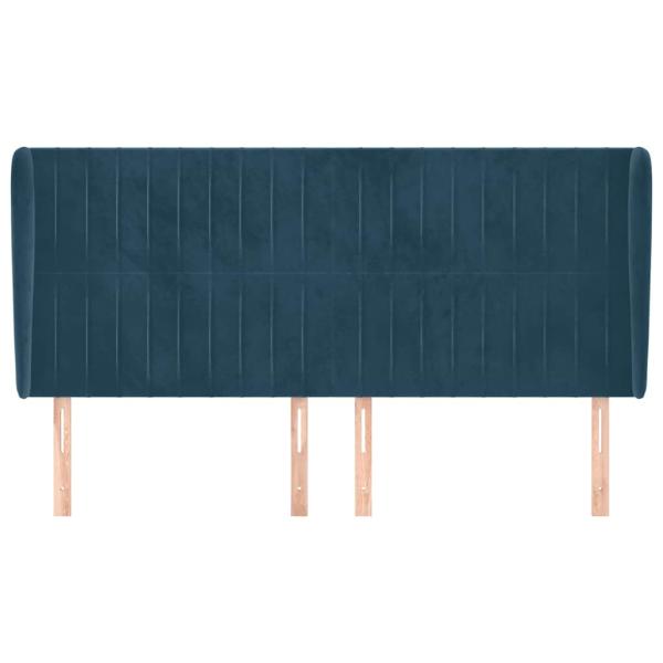Kopfteil mit Ohren Dunkelblau 183x23x118/128 cm Samt