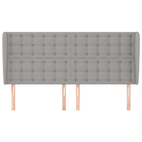 Kopfteil mit Ohren Hellgrau 163x23x118/128 cm Stoff