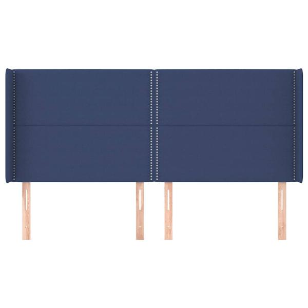 Kopfteil mit Ohren Blau 203x16x118/128 cm Stoff