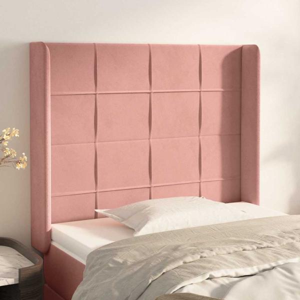 ARDEBO.de - Kopfteil mit Ohren Rosa 83x16x118/128 cm Samt