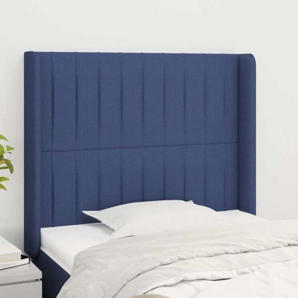 ARDEBO.de - Kopfteil mit Ohren Blau 103x16x118/128 cm Stoff