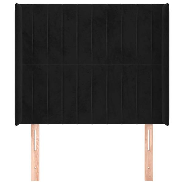 Kopfteil mit Ohren Schwarz 93x16x118/128 cm Samt