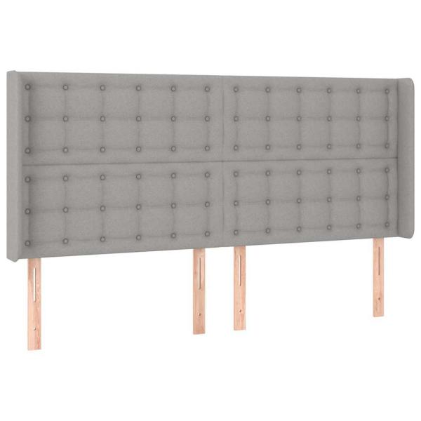 Kopfteil mit Ohren Hellgrau 163x16x118/128 cm Stoff