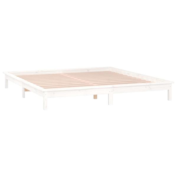 Massivholzbett mit LEDs Weiß 180x200 cm