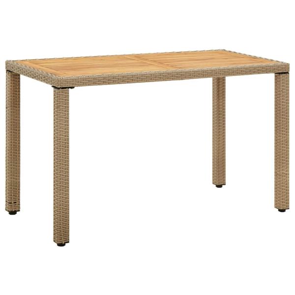 ARDEBO.de - Gartentisch Beige 123x60x74 cm Poly Rattan & Massivholz Akazie