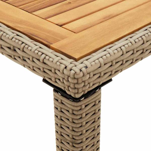 Gartentisch Beige 123x60x74 cm Poly Rattan & Massivholz Akazie