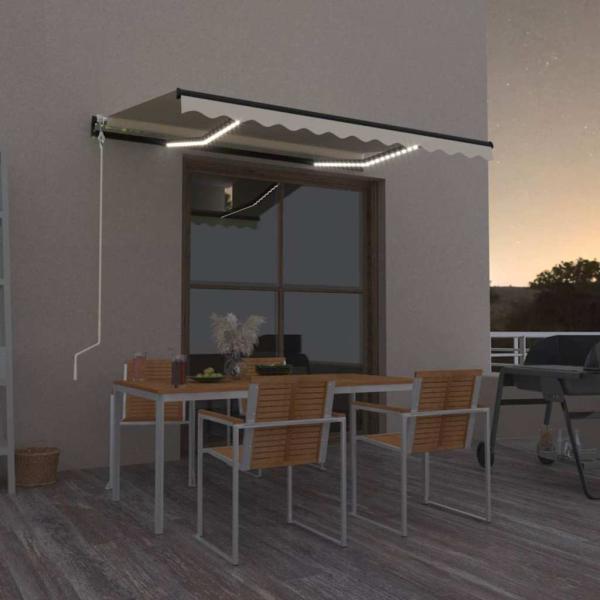 ARDEBO.de - Automatische Markise mit LED & Windsensor 350x250 cm Creme