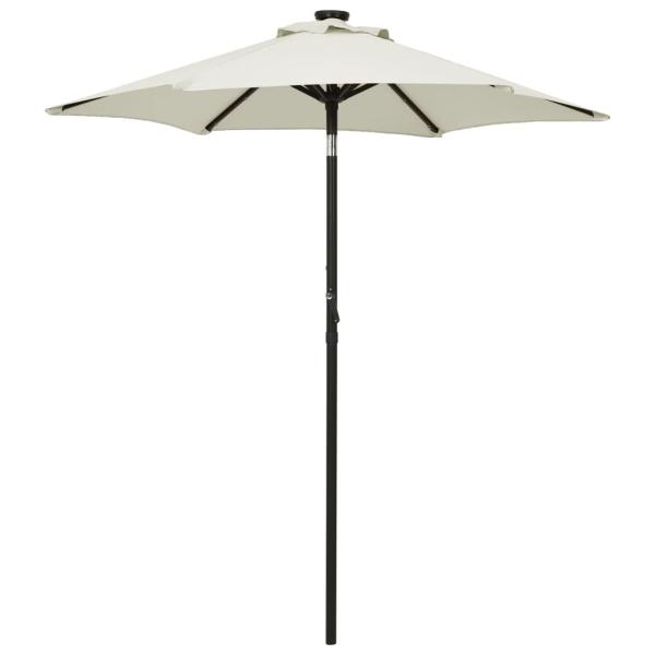 ARDEBO.de - Sonnenschirm mit LED-Beleuchtung Sandweiß 200x211 cm Alu