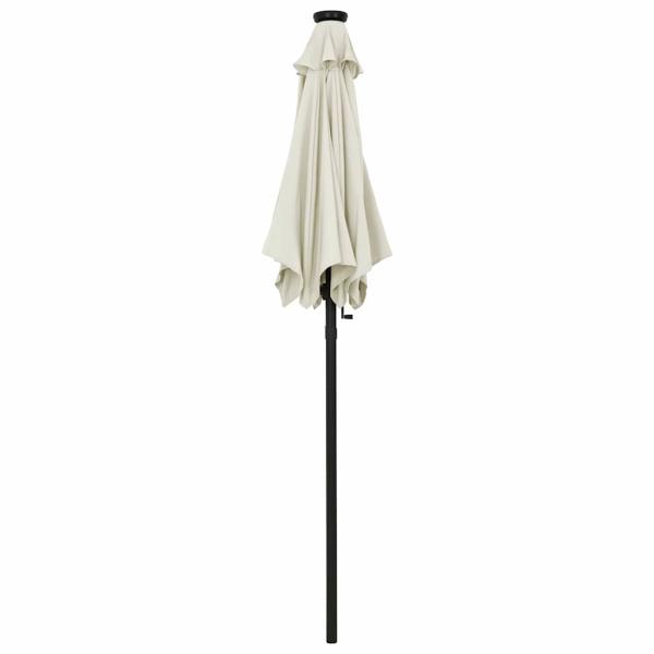 Sonnenschirm mit LED-Beleuchtung Sandweiß 200x211 cm Alu