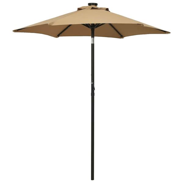 ARDEBO.de - Sonnenschirm mit LED-Beleuchtung Taupe 200x211 cm Alu