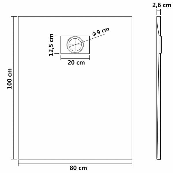 Duschwanne SMC Schwarz 100×80 cm