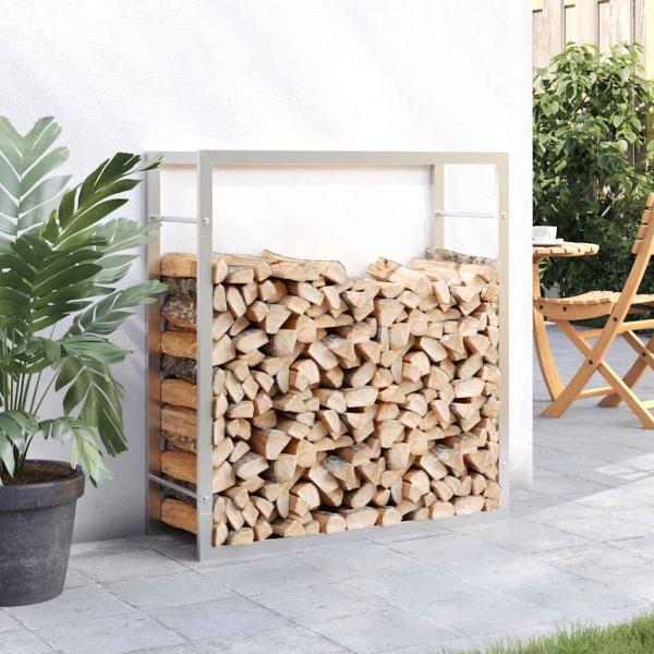 Brennholzregal 80x28x86 cm Edelstahl