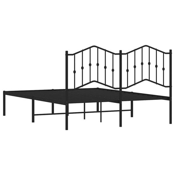 Bettgestell mit Kopfteil Metall Schwarz 140x190 cm