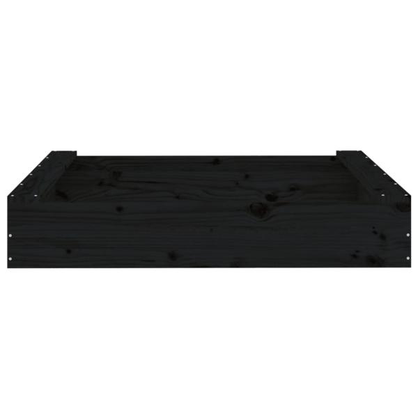 Sandkasten mit Sitzen Schwarz Quadratisch Massivholz Kiefer