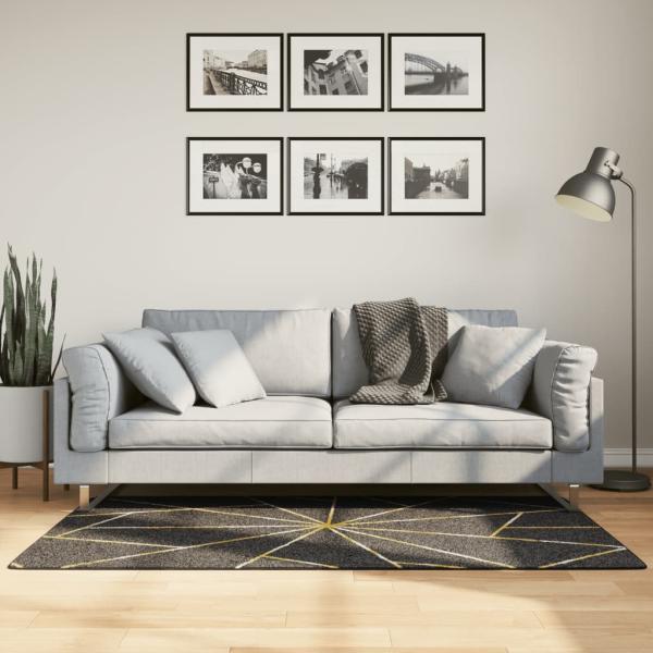 ARDEBO.de - Teppich Waschbar Schwarz und Golden 80x150 cm