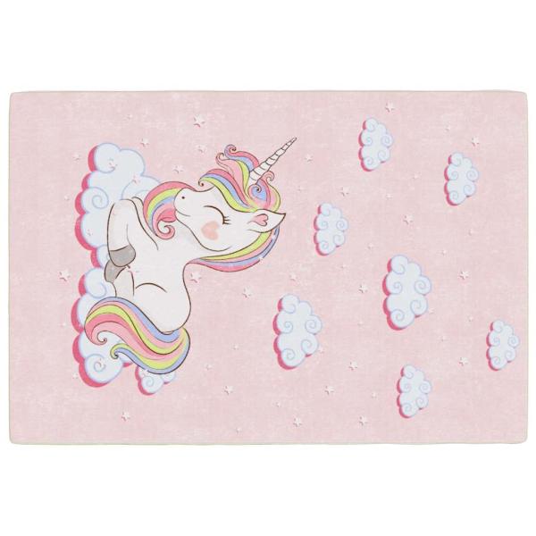 Kinderteppich Rosa 160x230 cm Einhorn Waschbar