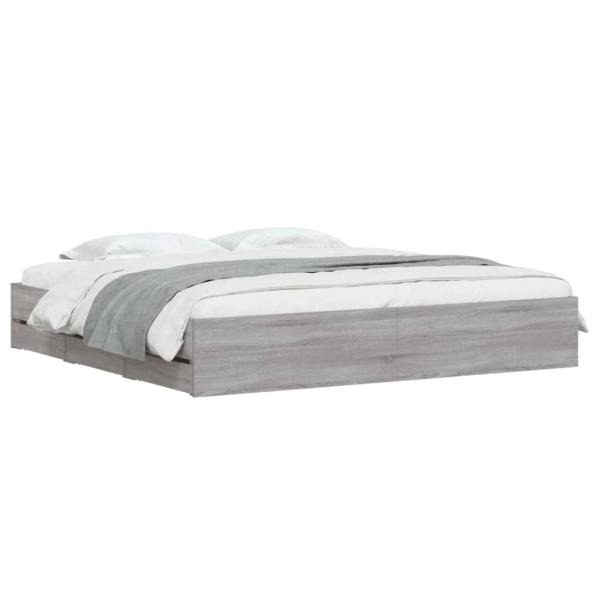 Bettgestell mit Schubladen Grau Sonoma 160x200 cm Holzwerkstoff