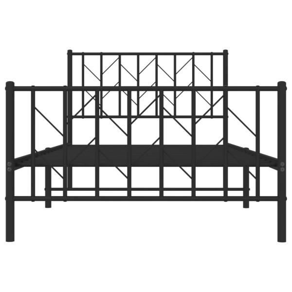 Bettgestell mit Kopf- und Fußteil Metall Schwarz 100x190 cm