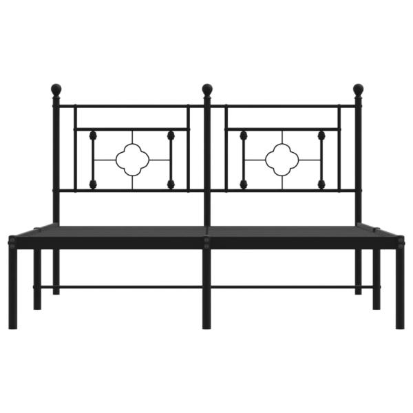 Bettgestell mit Kopfteil Metall Schwarz 135x190 cm