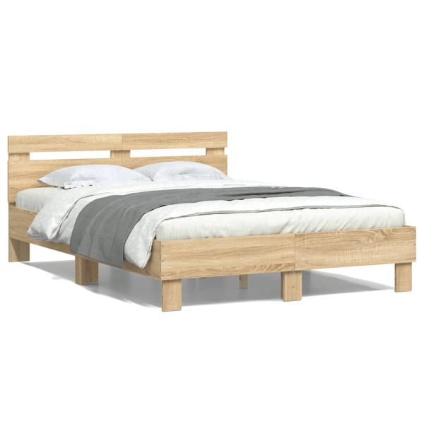 Bettgestell mit Kopfteil Sonoma-Eiche 120x190 cm Holzwerkstoff