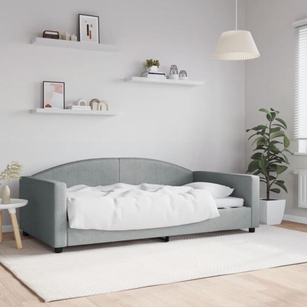 ARDEBO.de - Tagesbett Hellgrau 100x190 cm Stoff