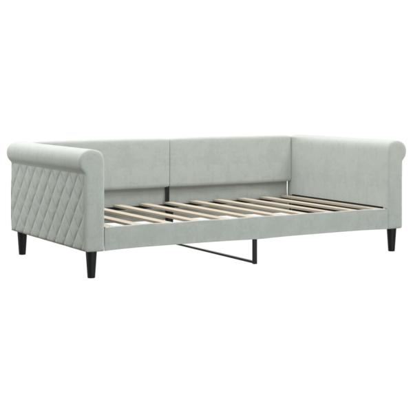 Tagesbett Hellgrau 100x190 cm Samt