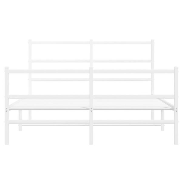 Bettgestell mit Kopf- und Fußteil Metall Weiß 140x200 cm