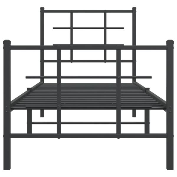 Bettgestell mit Kopf- und Fußteil Metall Schwarz 75x190 cm