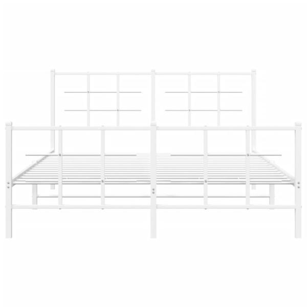 Bettgestell mit Kopf- und Fußteil Metall Weiß 150x200 cm
