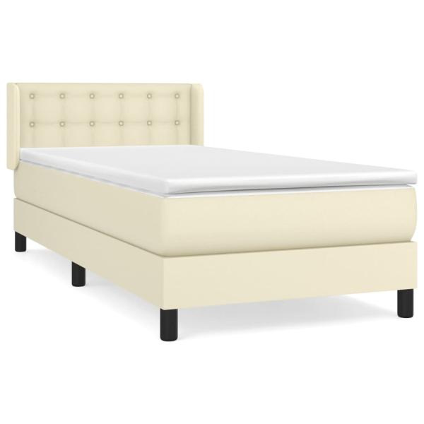 Boxspringbett mit Matratze Creme 90x190 cm Kunstleder