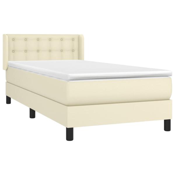 Boxspringbett mit Matratze Creme 90x190 cm Kunstleder