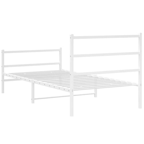 Bettgestell mit Kopf- und Fußteil Metall Weiß 100x200 cm