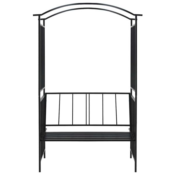 Rosenbogen mit Bank Schwarz 128x50x207 cm Eisen