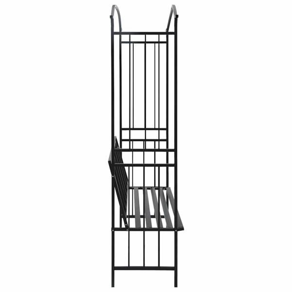 Rosenbogen mit Bank Schwarz 128x50x207 cm Eisen