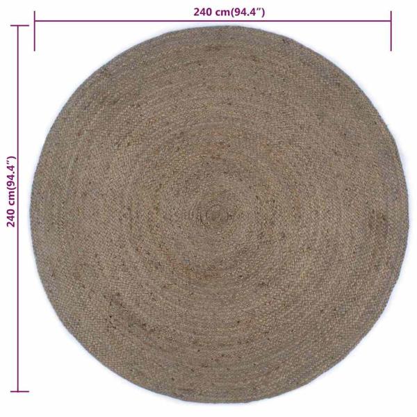 Teppich Handgefertigt Jute Rund 240 cm Grau